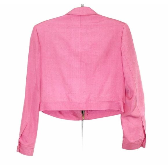 Carlisle Pink 100% Silk Gold Zipper Blazer Jacket - Picture 7 of 8